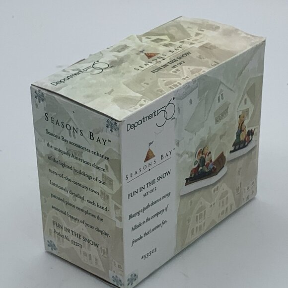 Department 56 Seasons Bay Fun in the Snow Figurines Set of 2 Sledding Children - Picture 8 of 9